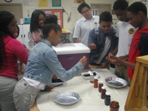 Students at the Barack Obama Green Charter High School sample different kinds of honey that were made by bees that collected nectar from different types of flowers.