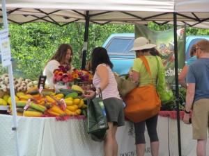 Customers at the Farm To Table Market at Duke Farms checking out the lovely produce offered by Dogwood Farms.