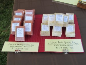 Some of our hand-crafted soaps on display.